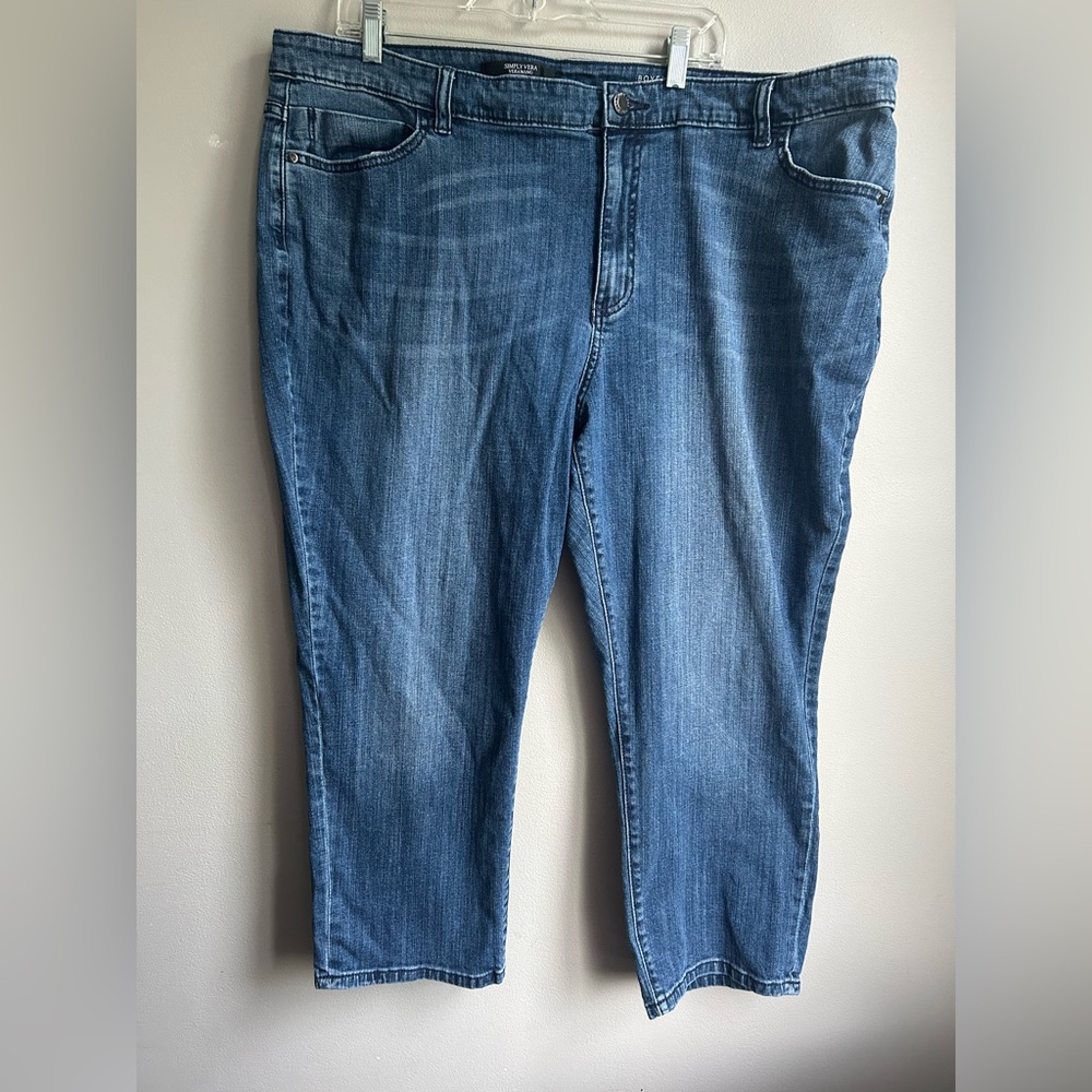 Simply Vera Wang Capri Boyfriend Mid Rise Denim Jenas